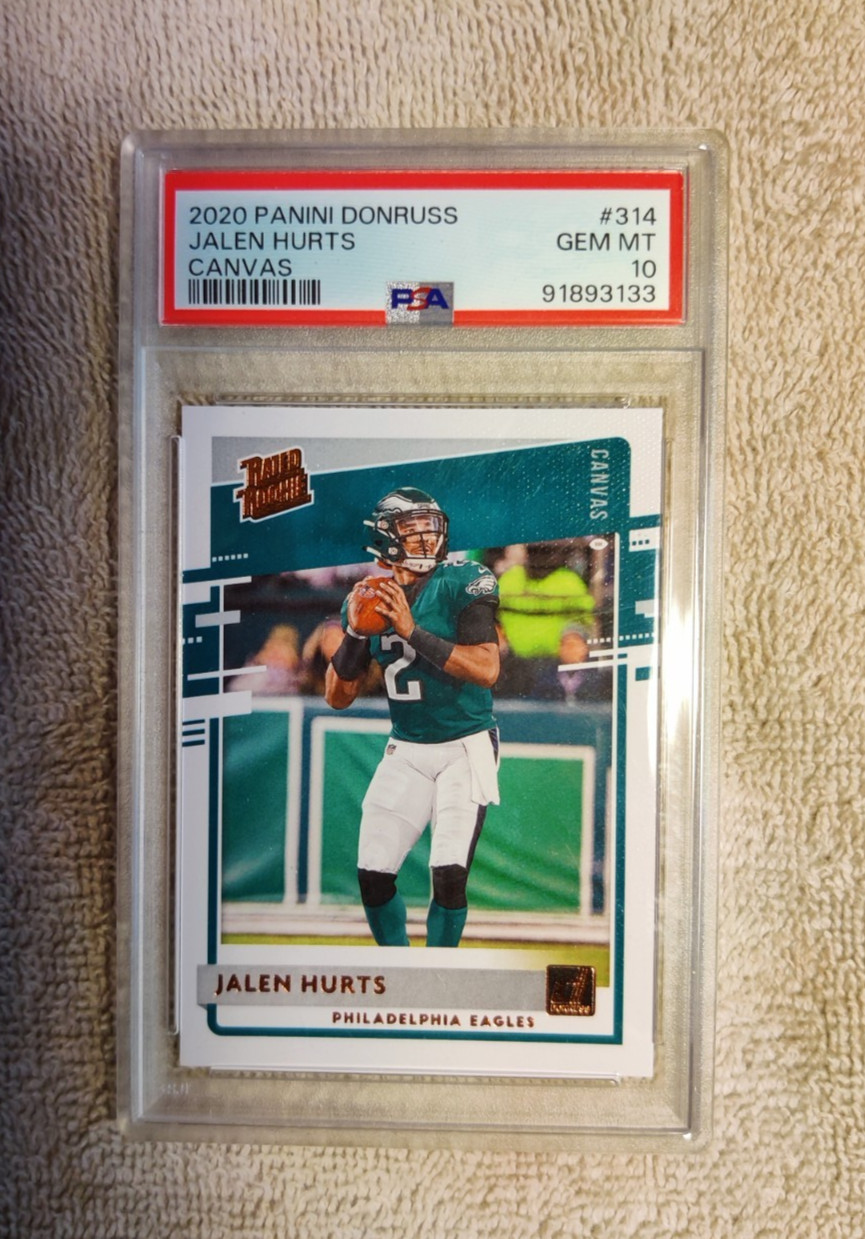 2020 Panini Donruss #314 Jalen Hurts Canvas PSA 10 view 1