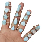 Natural !! Larimar Gemstone Bulk Rings Lot 10pcs 925 Sterling Silver Plated Ring