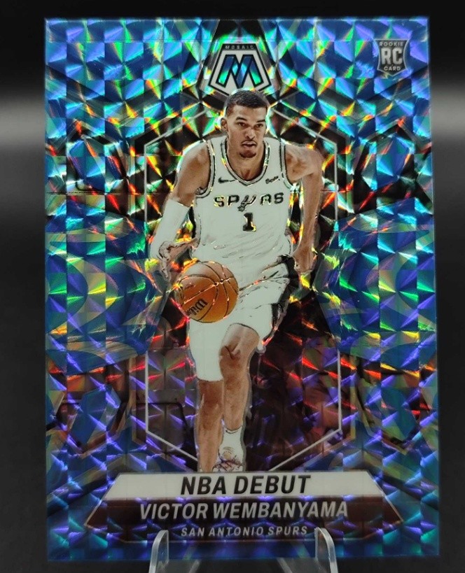 Victor Wembanyama 2023-24 Panini Mosaic NBA Debut Reactive Blue Prizm RC #257