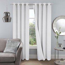 White Soft Velvet Curtains Set of 2 100 Blackout Thermal Energy Saving Velou...
