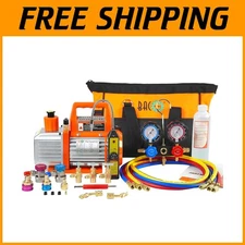 HVAC Vacuum Pump with Leak Detector & Gauge Set