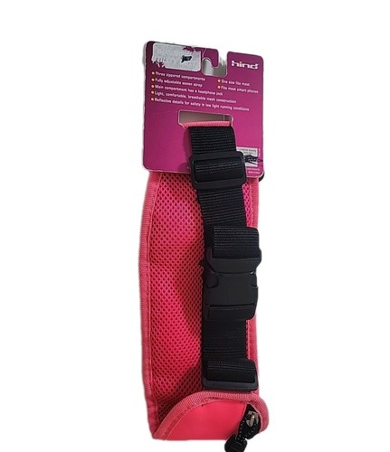 Running Belt PINK 3 Zipper Pockets Active Hiking HEADPHONE JACK, ONE SIZE, HIND - Picture 4 of 5