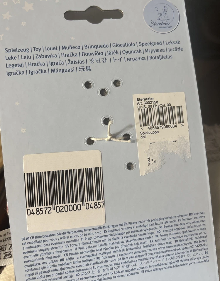 Sterntaler 6”Plush Rattle Little Girl Baby Toy Doll Made Germany - Image 4 of 4