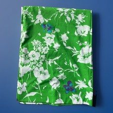 Vintage Fieldcrest Twin Flat Sheet Floral Green with Purple Butterflies USA 60s
