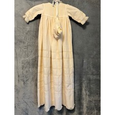 Vintage 1940s Christening Gown Bonnet Set Ivory Lace Embroidered Baptism Dress