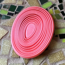 Pink Oval Plastic Non-Slip Coaster, Solid Mod...