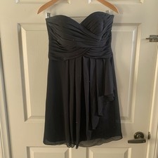Little Black Dress Cocktail Chiffon David's Bridal Evening Strapless Sz 8