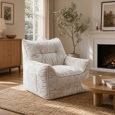 Bean Bag Sofa with Armrests & Shredded Foam, Comfy Lazy Chair for Adults Kids