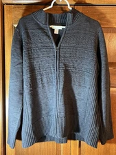 Christopher & Banks Women's Sweater Full Zip Front XL Gray Nice Heavy Material