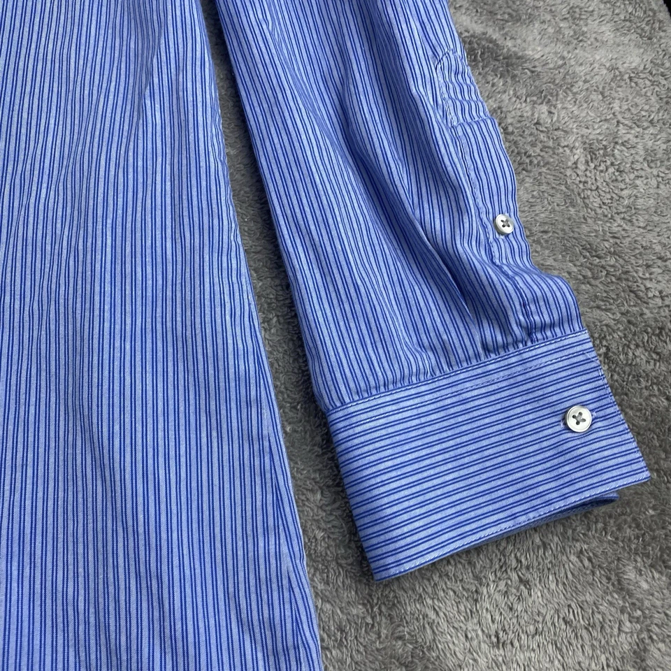 Camisa de vestir Geoffrey Beene para hombre 20 37/38 grande y alta azul a rayas sin arrugas Foto 4 de 4