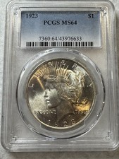 1923 Peace Silver $1 Dollar PCGS MS 64