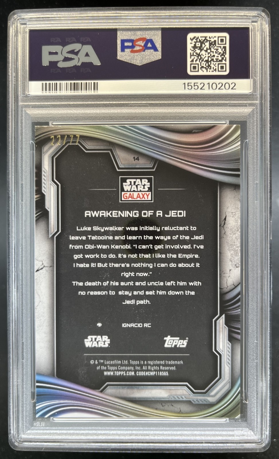 2025 Topps Chrome Star Wars Galaxy Awakening of A Jedi LogoFractor /77 PSA 9 view 2