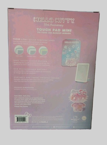 NIB! Limited Edition 50th Anniv. Hello Kitty Touch Pad Mini LED Flip Mirror - Picture 8 of 15