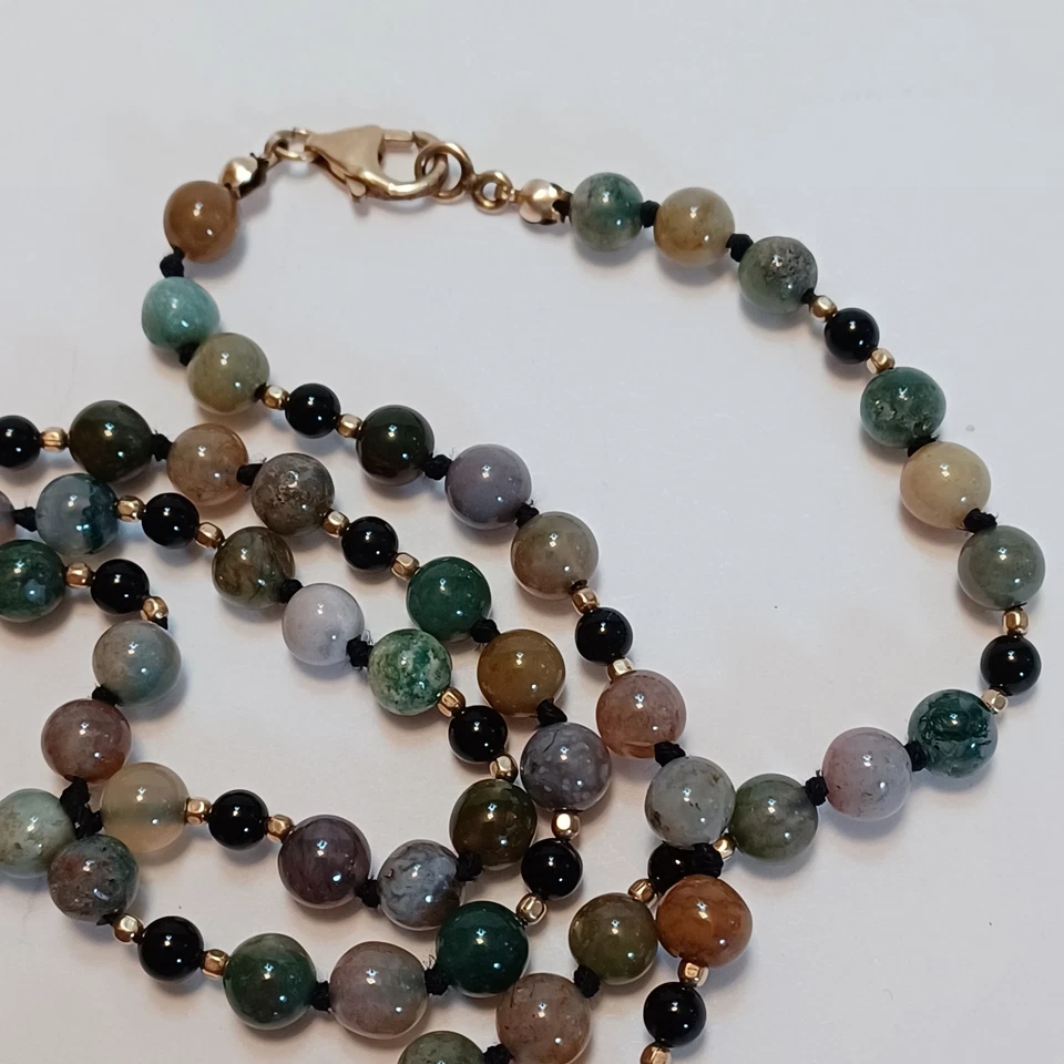 Collar de cuentas de ágata colorido 28" Foto 4 de 4