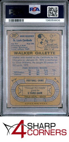 1974 TOPPS #207 WALKER GILLETTE CARDINALS PSA 9 - Afbeelding 2 van 3