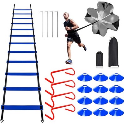 YEXEXINM Professional Agility Ladder Speed Training Equipment Set-20ft blue 