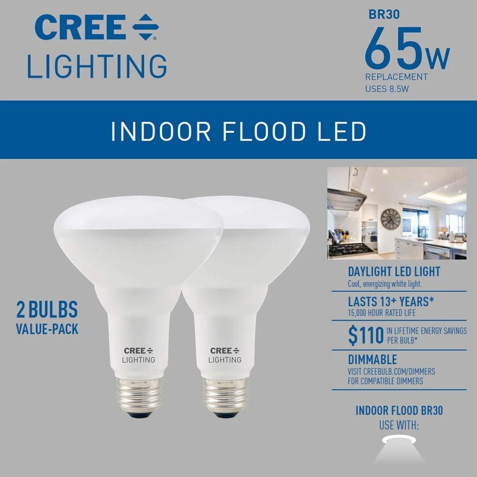 BR30-65W-B2-50K-E26-U2, Basic BR30, 650 Lumens, Dimmable, Daylight 5000k, 15,... - Image 3 of 4