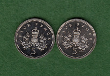 British 1998 1999 Five Pence`s British 5p Coins 2 x Uncirculated (98995p1-2)
