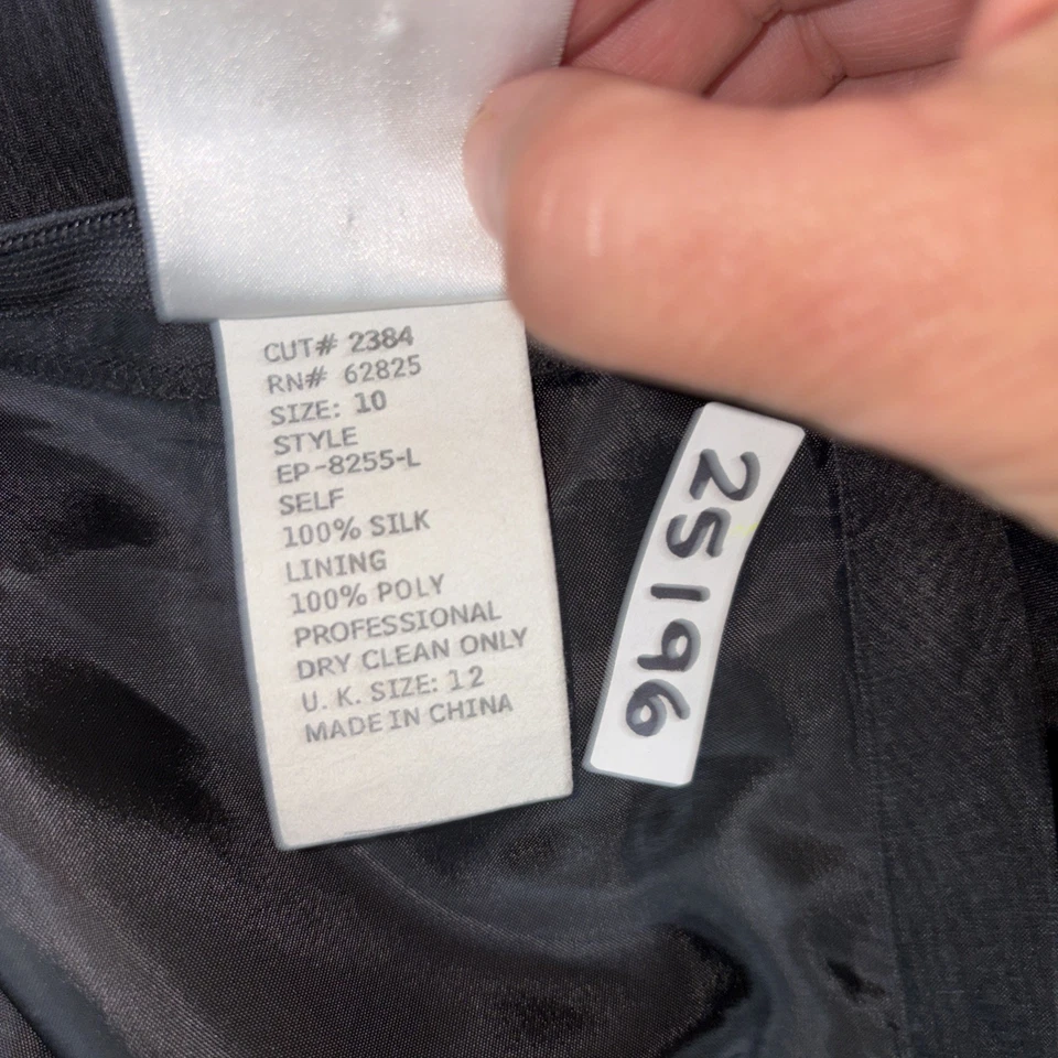 Tadashi Falda Formal 10 Seda Organza Larga Noche Negra Corbata Alta Costura Superposición Foto 4 de 4