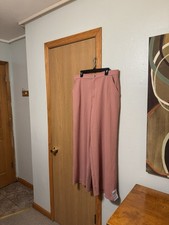 ASOS Design NWT Large Solid Pink Wide Leg High-Rise Pants w/Elastic Waistband