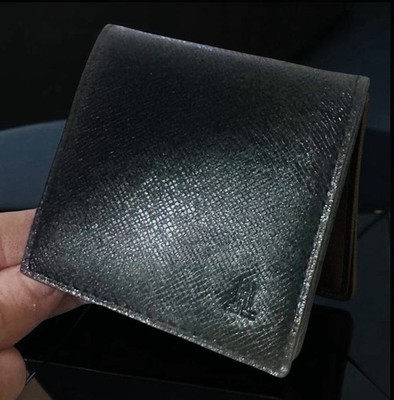 Lanvin Collection Black Leather Coin Pouch Wine Red Interior 3x3 Excellent