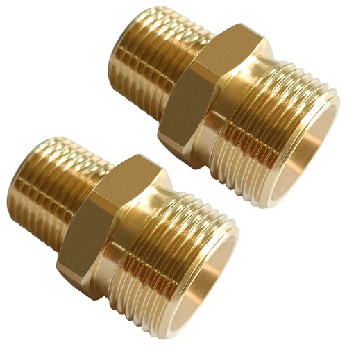 2PCS Brass Pressure Washer Coupler, M22-14mm Male, 3/8" NPT Male, 4500PSI, Hex - Afbeelding 1 van 5