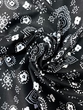 Bandana BLACK Poly Cotton 58 Inch Wide Fabric by The Yard
