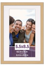 5.5x8.5 Frame Natural With White Picture Mat For 5.5x8.5 Photo - Natural 8.5x11