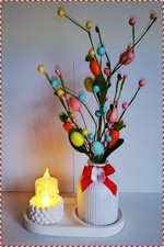 Oster Bouquet  Osterdekoration Vase mit Osterzweige & Kerzenhalter mit Led Kerze