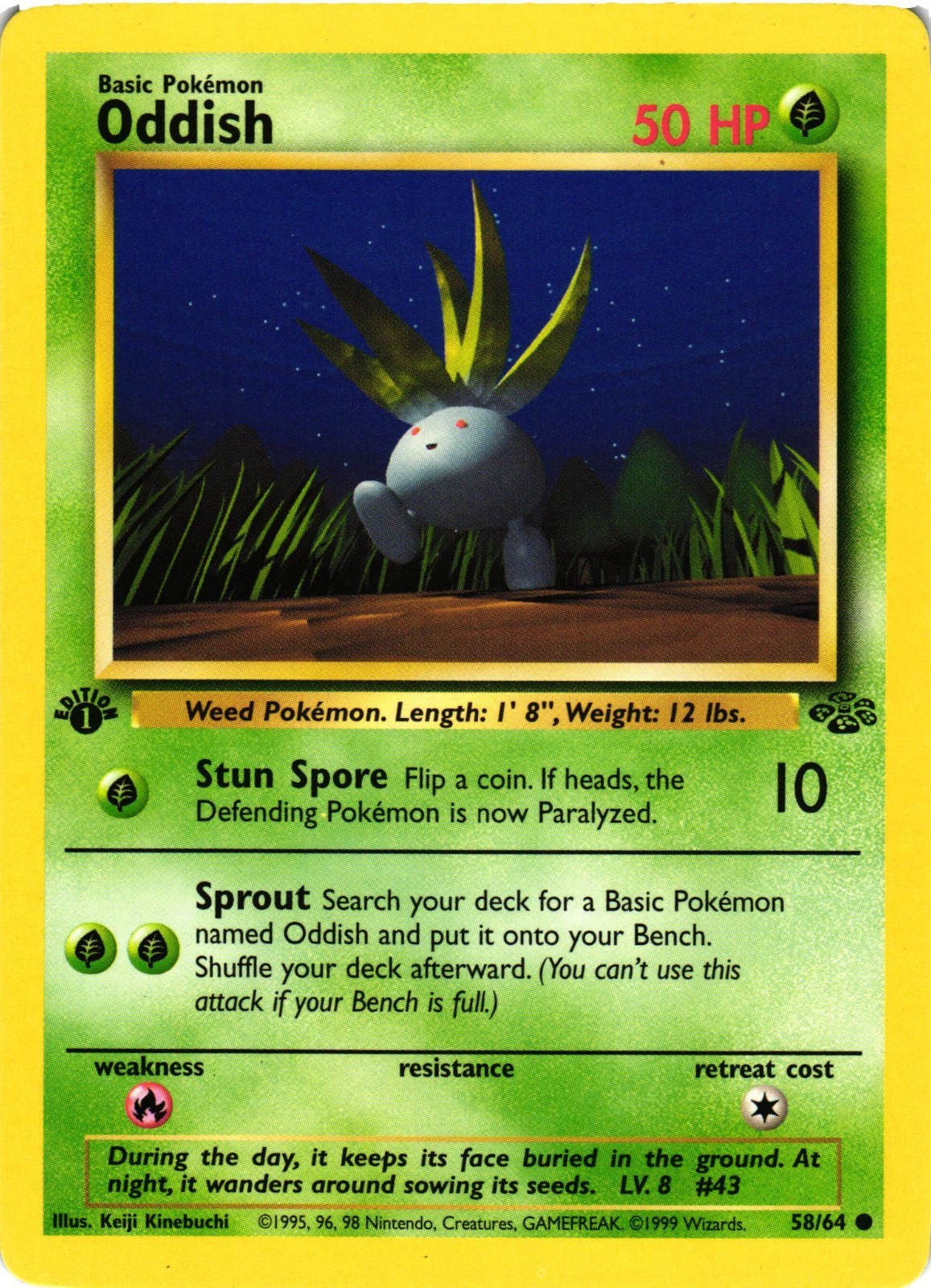 Pokemon TCG Oddish 1st Edition 58/64 Jungle Common LP/MP