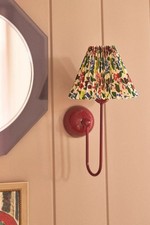 SET OF 2 Anthropologie Sommer Printed Pleated Empire Shade Sconce Wall Light