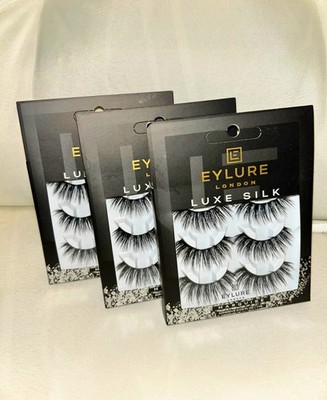 Eylure Luxe Silk Marquise Eyelashes - 3 PACK - MULTIPACK W/ 18HR GLUE - NEW