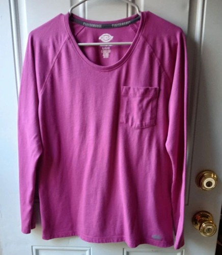 Dickies, Dickies Magenta Long Sleeve Women's Large Pocket Tee