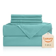 Luxury Silky Soft Bed Sheet Set, 4 Piece,Twin Size, Fits 16 inch Deep Pocket ...
