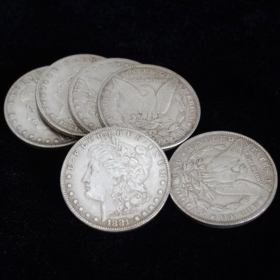 Fogilas 6 Pcs Morgan Dollar (3.8cm Dia) Magic Set Can Be 6 Pcs, Silver 