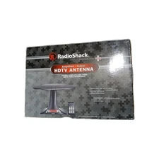 Radio Shack HDTV Antenna Amplified Indoor Black Power Cord Remote Box 150-1892