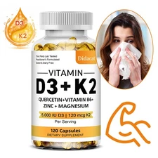 Vitamin D3+K2 Supports Muscle Health Supports Energy Vitality 30-120 Capsule