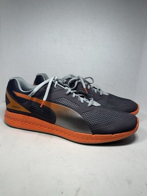 Puma Men's Ignite Mesh Running Trainers - Grey/Orange  Size 13