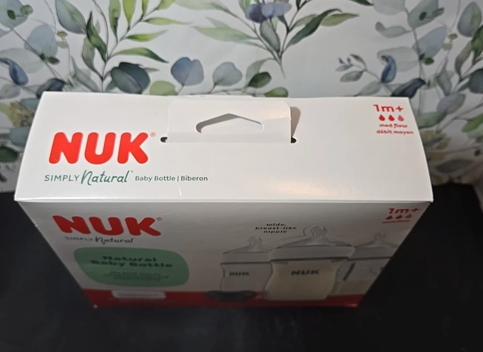 Biberones NUK Simply Natural 9 oz (3 unidades) flujo mediano y chupete TEMPERATURA SEGURA Foto 2 de 4