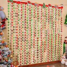 Christmas Party Decorations, 2 Pack Foil Fringe Curtains 3.3 X 6.6 ft Red Sil...