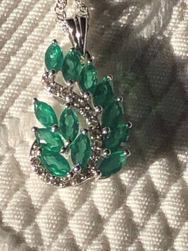 Woman’s Sterling Silver Necklace With Green Onyx Pendant Signed BBJ - Picture 6 of 10