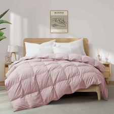 Oversize Down Feather Comforter Lightweight Soft Cozy, King or Queen Bed Blanket