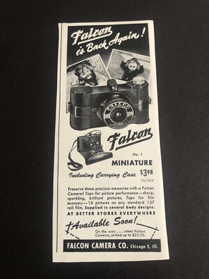 1940 s Falcon No 1 Miniature Camera Chicago Co Magazine Print Ad 2D23