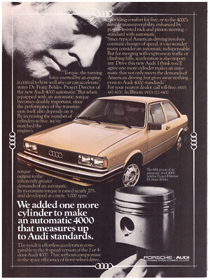 1980 Audi 4000 2-Door Sedan, Very Attractive 8x11 Inch USA Magazine Ad