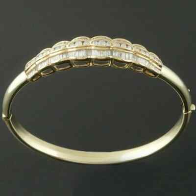 5Ct Round Cut Simulated Diamond Women's Bangle Bracelet 14K Yellow Gold Plated
