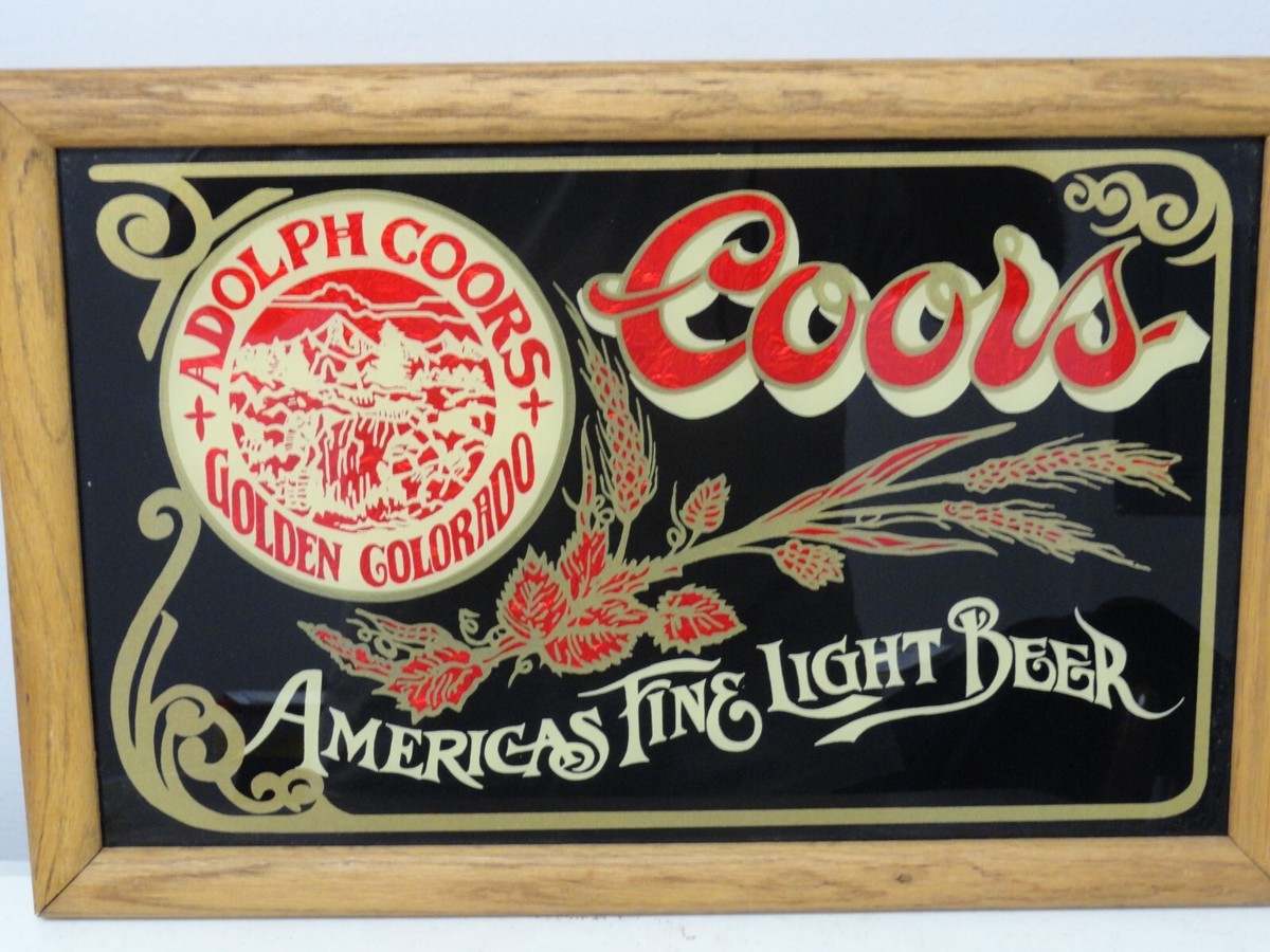 Vintage Coors Americas Fine Light Beer Wooden Framed Bar Sign 17.5