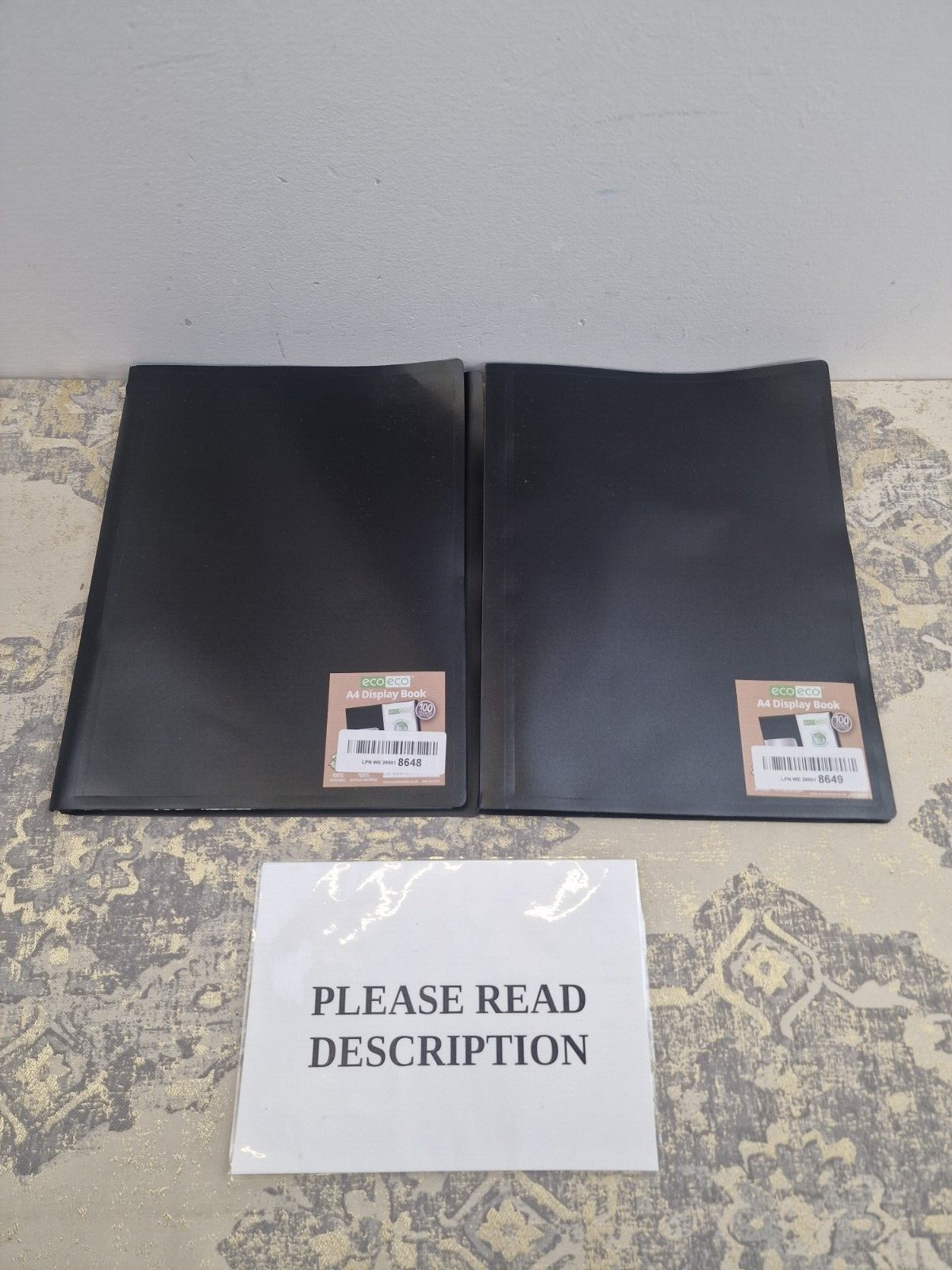 eco-eco A4 100% Recycled 100 Pocket Black Flexible Cover Portfolio Book Folder