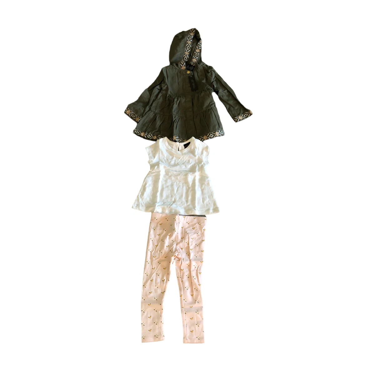 Rachel Zoe Toddler Girl's Layered Hoodie Dress Pants Shirt Floral Matching Set