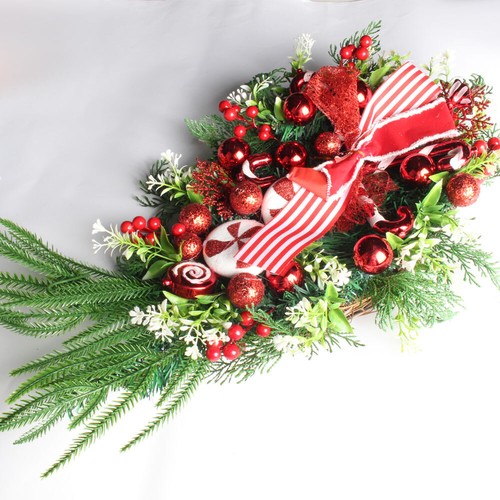 Christmas Wreath Garland Candy Cane Bow Ornament FrWZt Door Wall Home Decoration - Picture 8 of 17