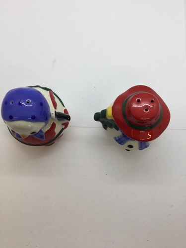 Pfaltzgraff Snowman Salt And Pepper Shakers, Sugar Bowl, And Creamer And Spoon - Picture 2 of 8